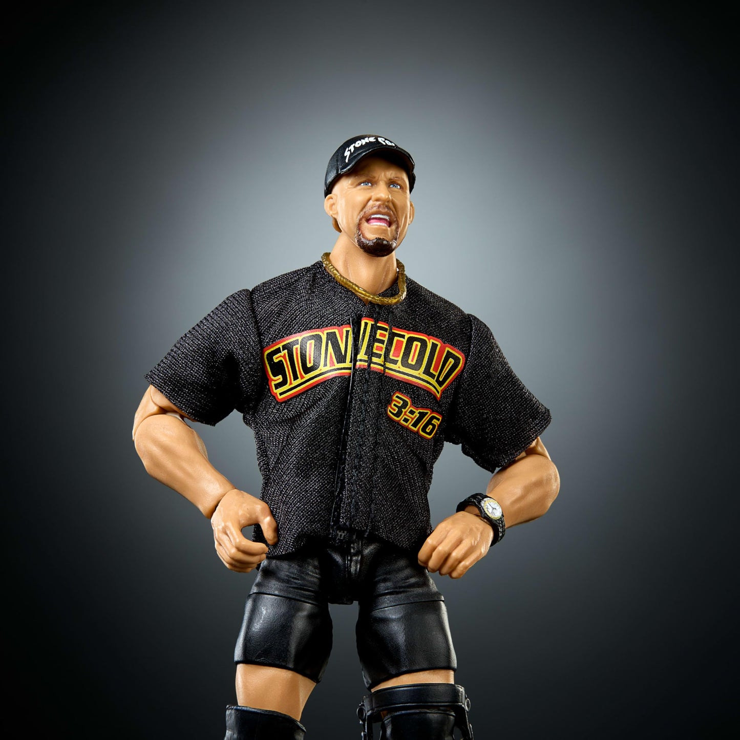 Mattel WWE Elite Action Figure & Accessories, Series #122 Set, 6-inch Collectible “Stone Cold” Steve Austin with 25 Articulation Points & Swappable