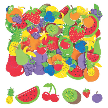 Fun Express 500 Pack Self-Adhesive 3D EVA Foam Stickers for Kids Crafts - Fruit Shapes Sticker Bulk for Classroom, Preschool Art Supplies, Toddler