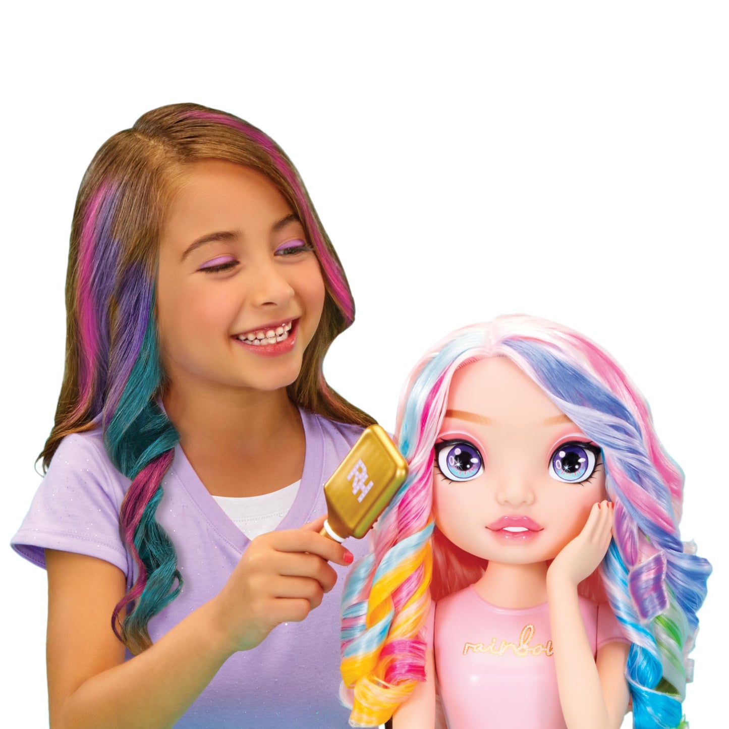 Rainbow High Styling Head - 33cm Bella - 4-in-1 Playset with Washable Hair Cream, Nail Polish, Brush and Hair Colouring Tools, Style, Colour