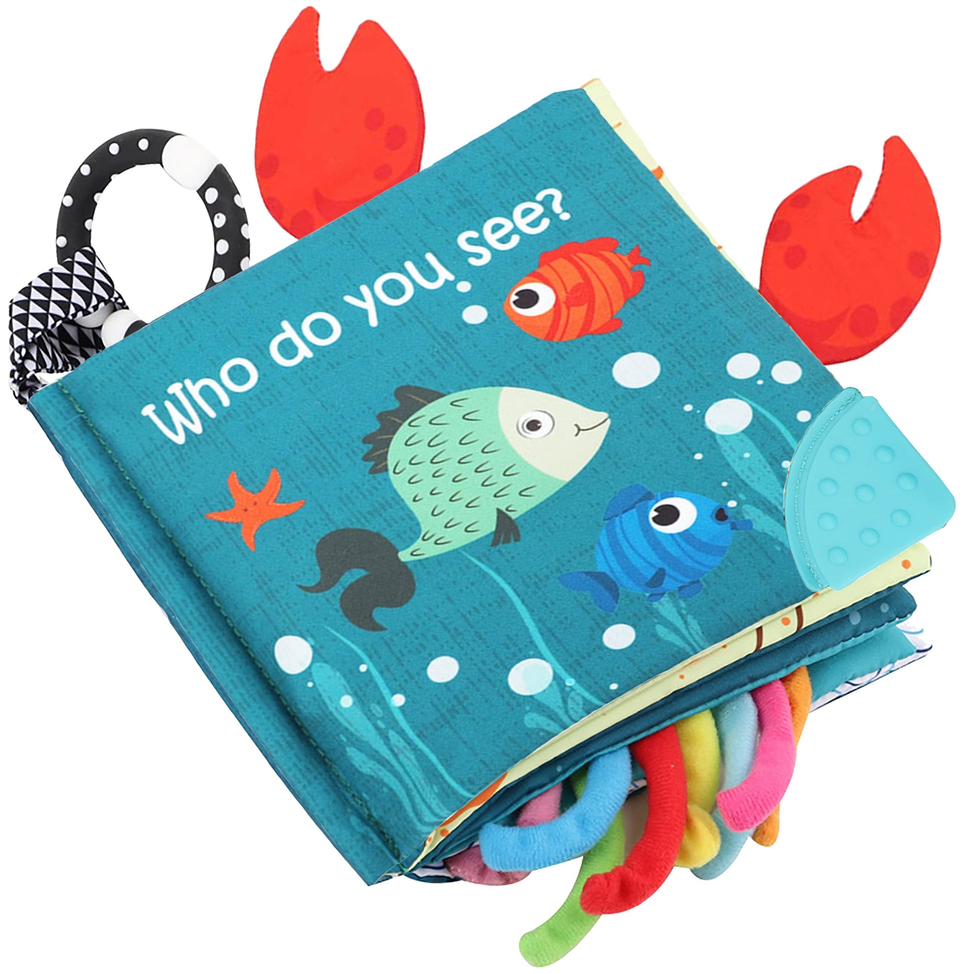 Fish Baby Books Toys, Touch Feel Cloth Crinkle Books for Babies,Baby Infant Toys 0-6, 6-12,12-18 Months,Newborn,Early Learning Education, Baby Gifts
