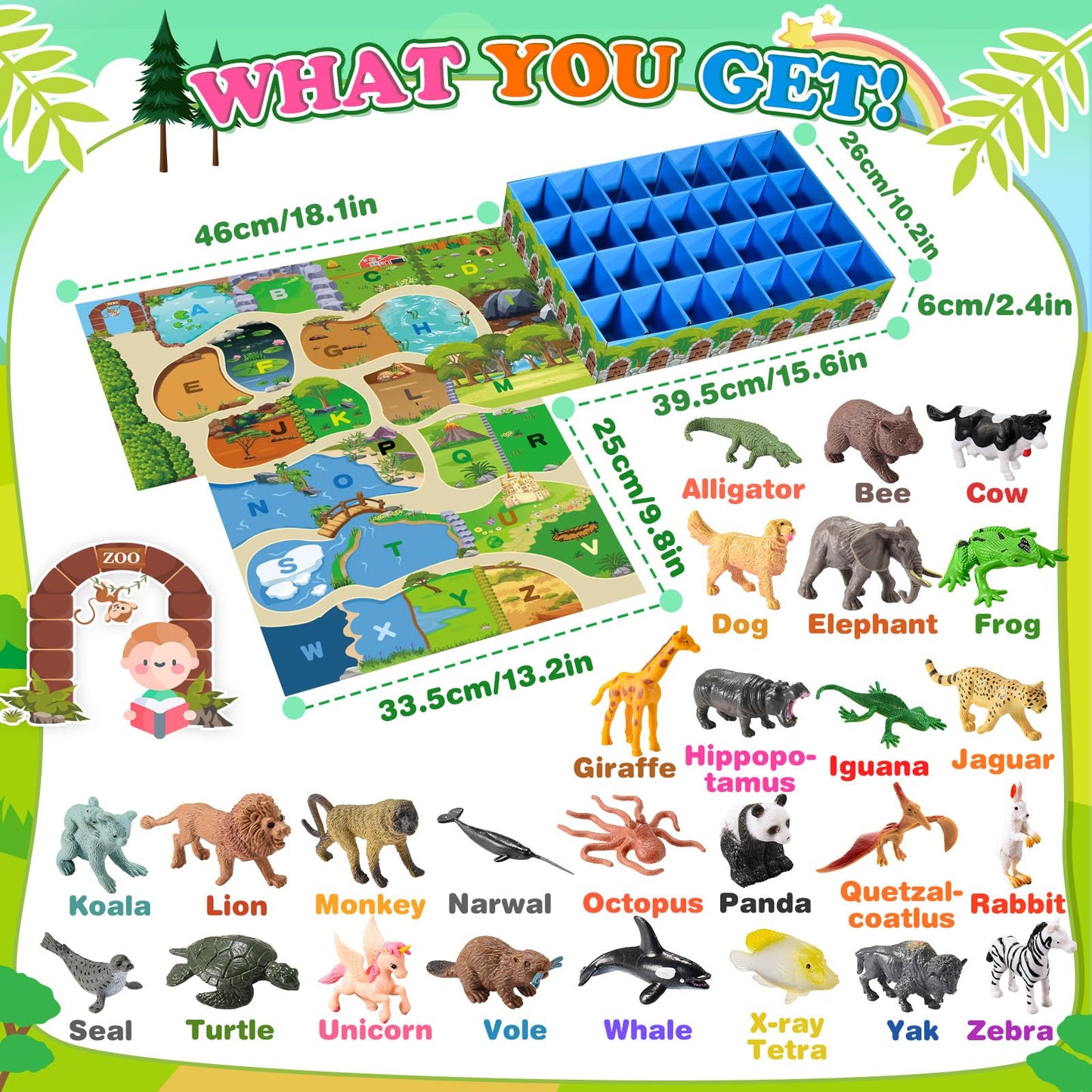 Farm Animal Toys, Animal Figures Alphabet Learning Toys for Toddlers 3-9 Matching & Sorting Montessori 26 Pcs Alphabet for 3-8 Year Old