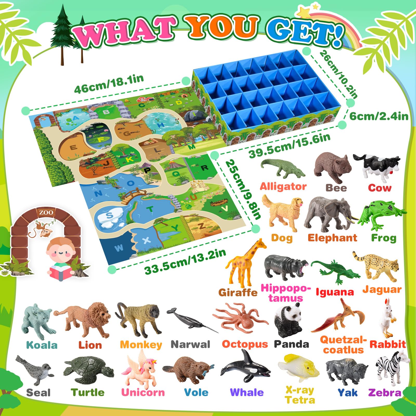 Farm Animal Toys, Animal Figures Alphabet Learning Toys for Toddlers 3-9 Matching & Sorting Montessori 26 Pcs Alphabet for 3-8 Year Old