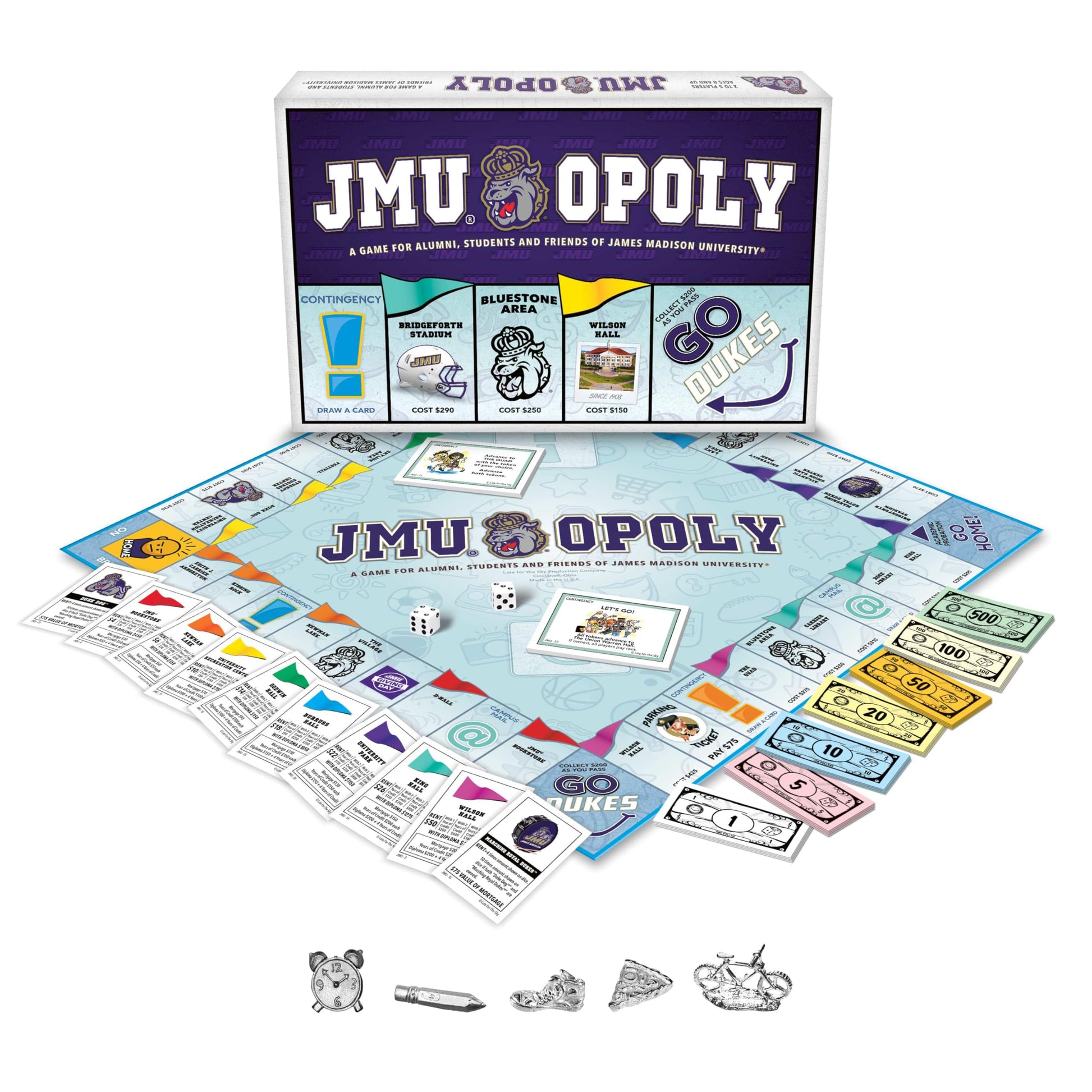 Late For The Sky: JMU-Opoly - James Madison University Themed Family Board Game, Opoly-Style, Traditional Play Or 1 Hr Version, Ages 8+, 2-5 Players