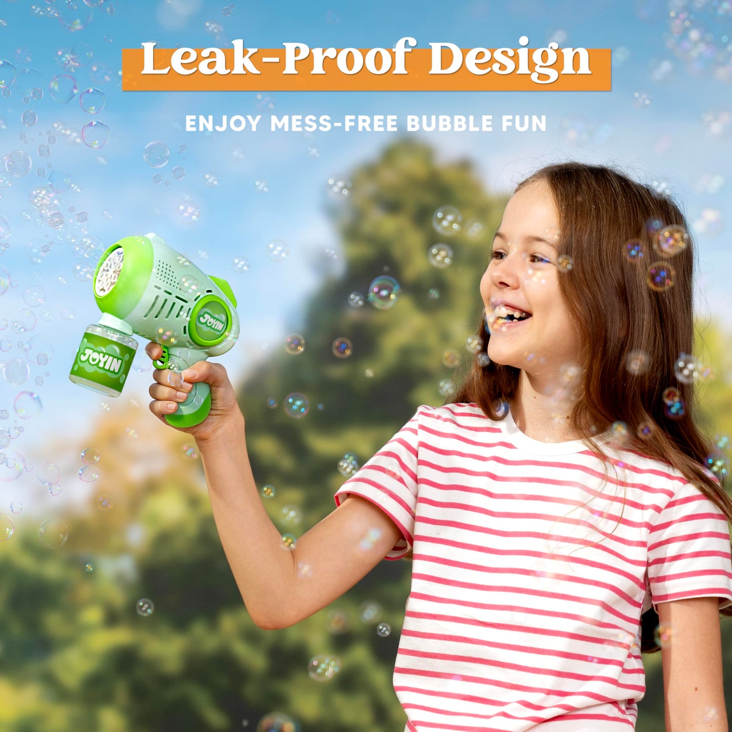 JOYIN 2 Kids Bubble Guns with 4 Bottles Solution, Automatic Bubble Machine Gun with 8 Holes for Kids, Adults, Summer Toys, Easter Basket Stuffers