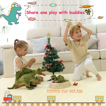 Wilomis 21'' Mommy Dinosaur Stuffed With Baby Egg Plush Toys, Plushies for Kids Christmas Birthday Gift (Spinosaurus Family)