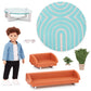 Lori - Mini Boy Doll & Toy Living Room Furniture - 6-Inch Boy Doll & Dollhouse Accessories - Sofa, Armchair, Coffee Table, Rug, Plants - Play Set