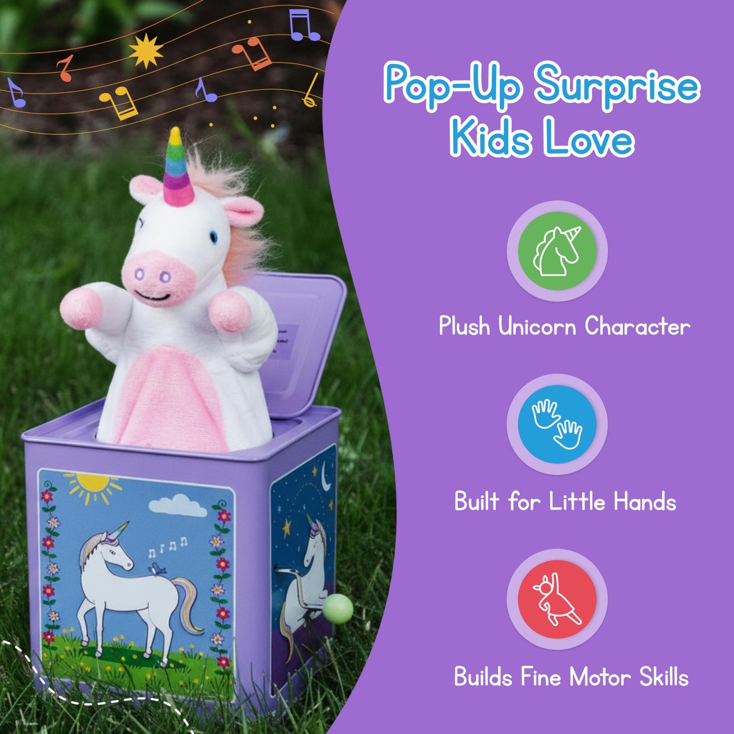Jack Rabbit Creations Unicorn Jack in the Box - Musical Pop-Up - Ages 3+