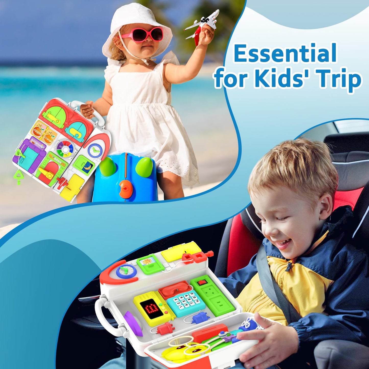 Toddler Toys for 1-2 Year Old Boy, Musical Montessori Busy Board, Early Educational Toy for Toddlers 1-3, Motor Skills Developmental Toy for 12-18