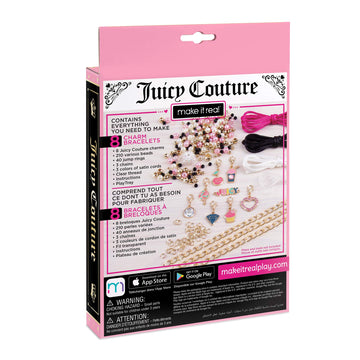 Make It Real - Juicy Couture Pink and Precious Bracelets - DIY Charm Bracelet Making Kit - Friendship Bracelet Kit with Charms, Beads & Cords - Arts