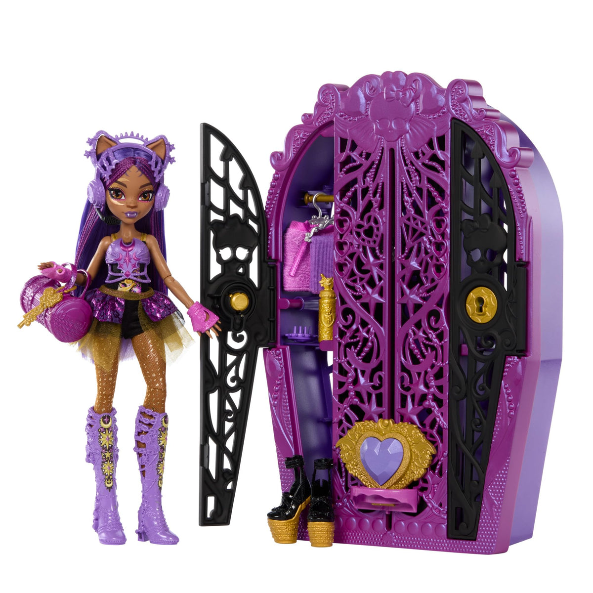 Monster High Skulltimate Secrets Clawdeen Wolf Doll with Wardrobe and 19 Fashion Surprise Accessories, Toy +4 Years (HXH85)