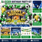 Soccer Birthday Party Decorations Set, Soccer Party Supplies with 6 x 4 ft Backdrop, 108 x 54 in Tablecloth, Green Black Balloon Garland Kit, Happy