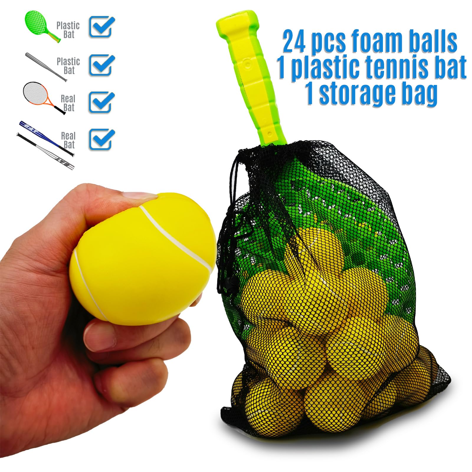 YESMARKS 24PCS Foam Baseballs, 2.4Inch Mini Baseballs, Sports Squeeze Balls, Soft Practice Baseball for Training, Kids Party Favor Toy, Sports Theme