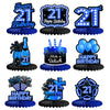 Happy 21st Birthday Honeycomb Centerpieces 9Pcs Stylish Sophisticated Blue Neon Theme Table Decor for Boys Girls Birthday Party Celebration Favors