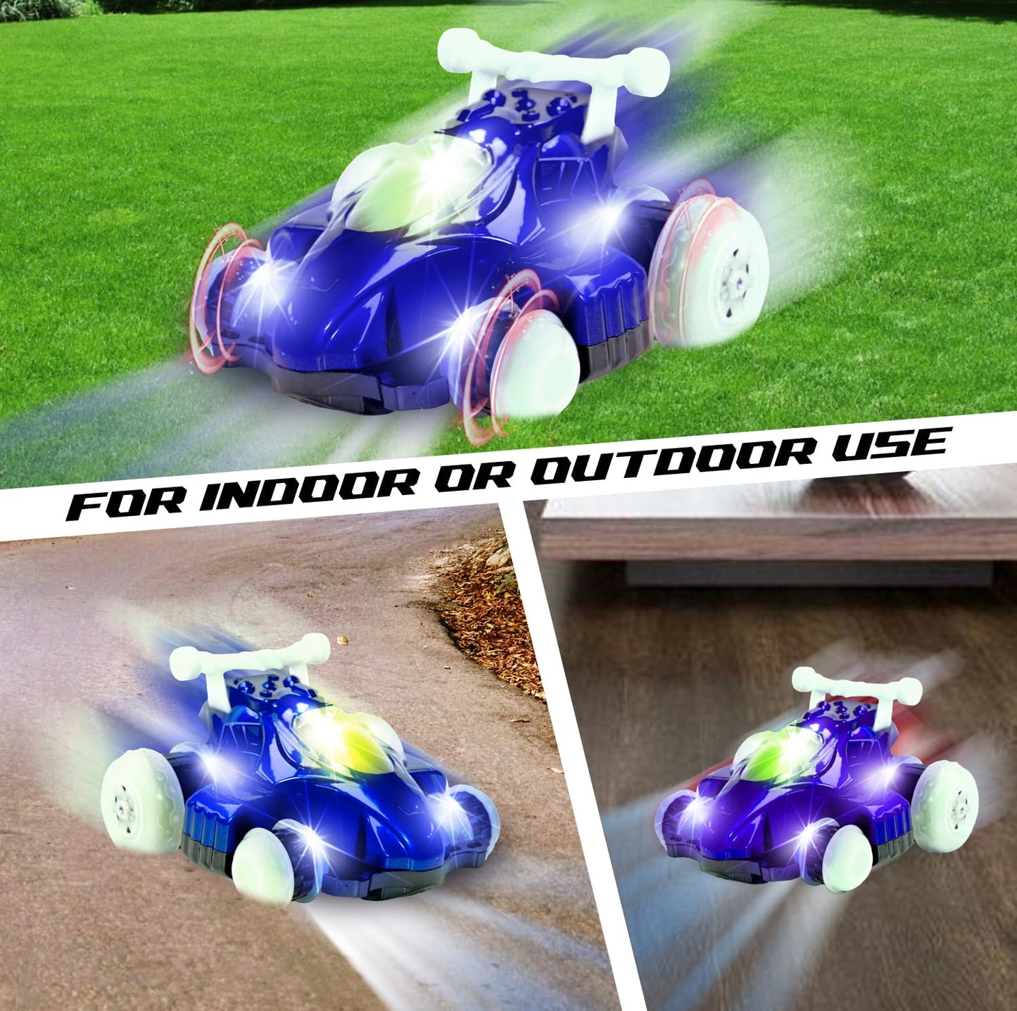 Mindscope Blue Hoverquad Radio Control Stunt Action Light Up LED Vehicle 49 MHz