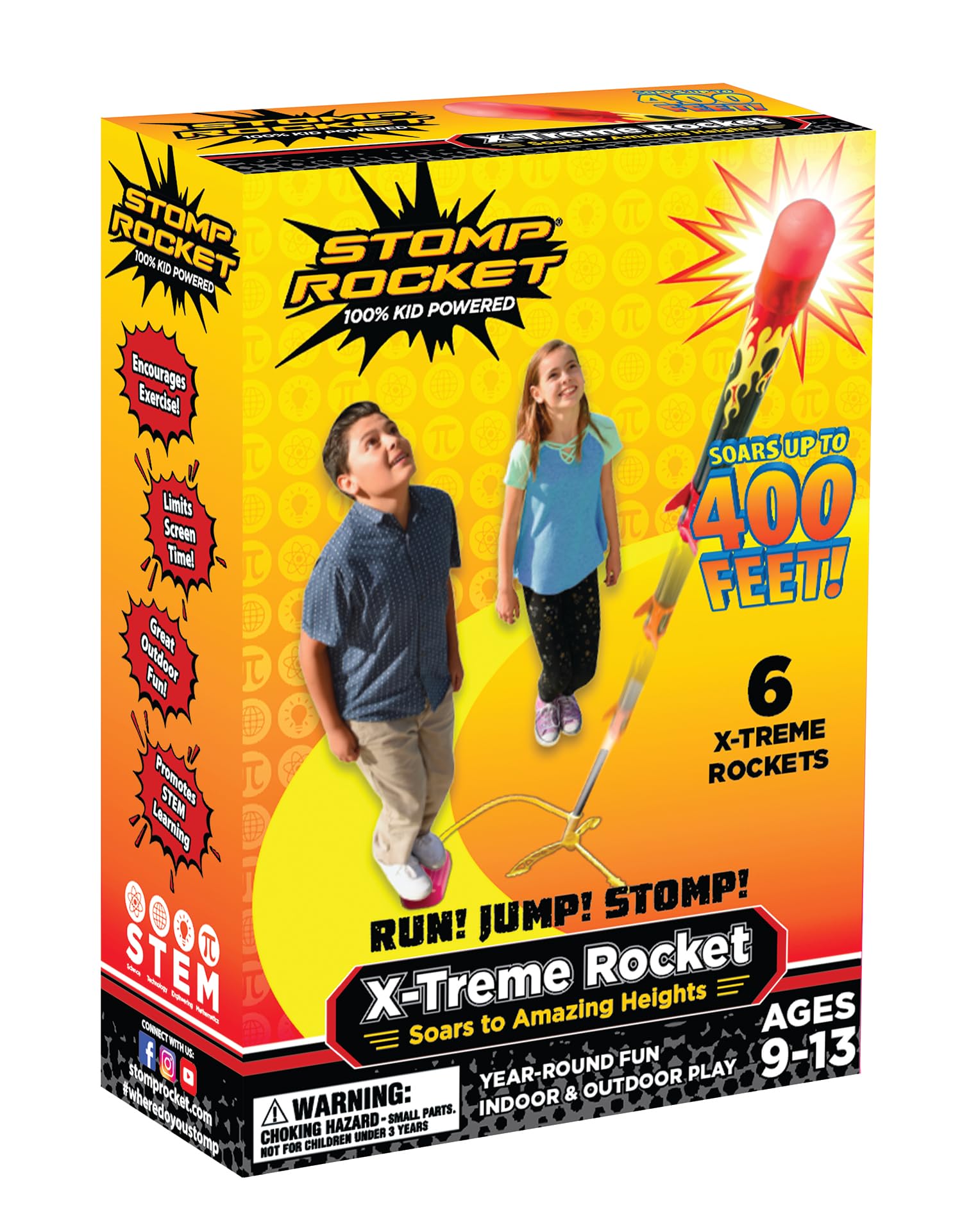 Stomp Rocket X-Treme, Highest Performing Launcher for Kids, 6 Rockets