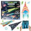 Creativity for Kids Paper Airplane Kit - Stunt Squadron Neon Glow, Makes 70 Paper Airplanes and 2 Plane Launchers, STEM Birthday or Summer Activities