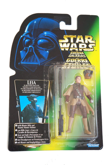 Kenner Star Wars The Power of The Force Princess Leia in Boushh disguise with Green Holo Card
