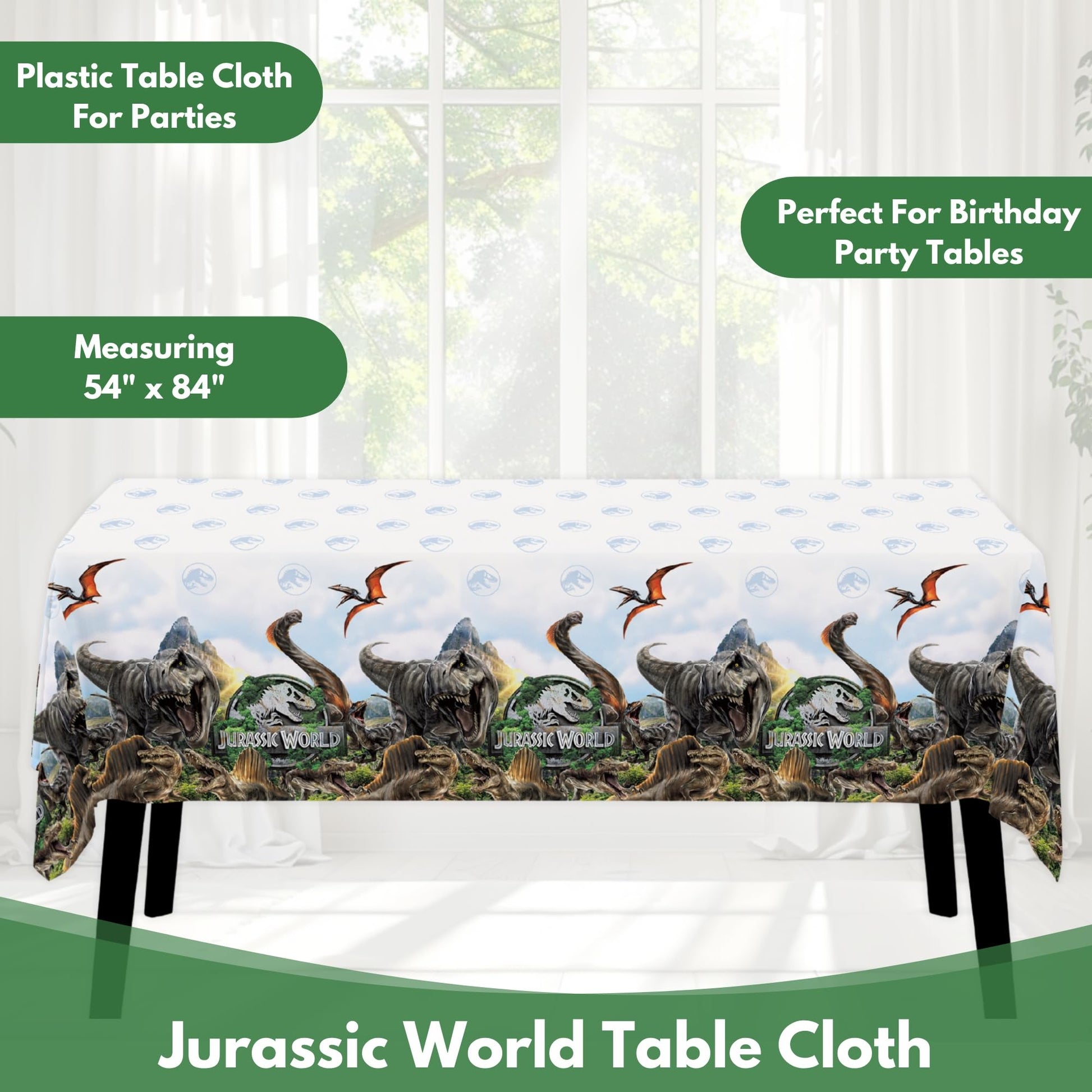 Unique Jurassic Park Table Cloth (2 Pack) - Jurassic World Birthday Party Decorations - Officially Licensed - Party Supplies - 2 Plastic Tablecloth