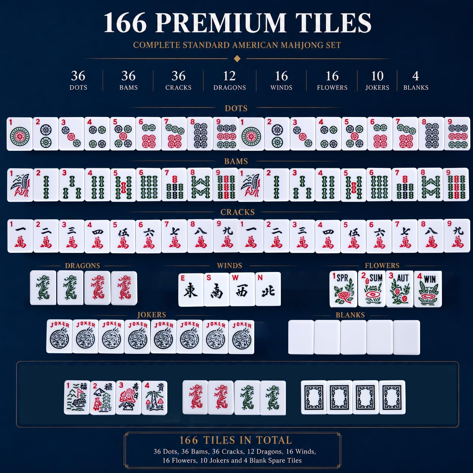 ASONA American Mahjong Tiles Set with Racks