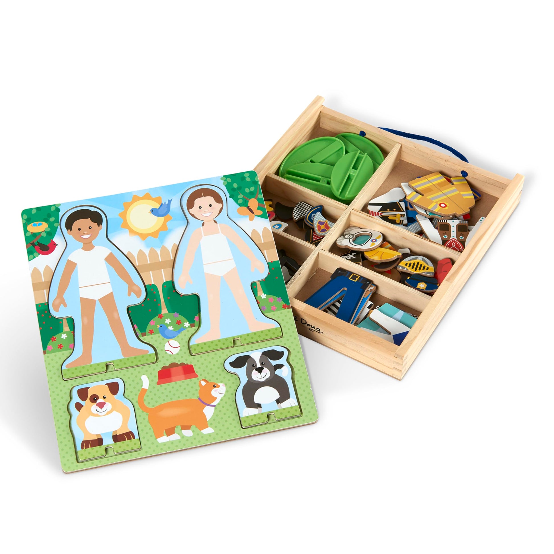 Melissa & Doug Occupations Magnetic Dress-Up Wooden Pretend Play Set (74 pcs) - Magnetic Dress-Up Dolls For Kids