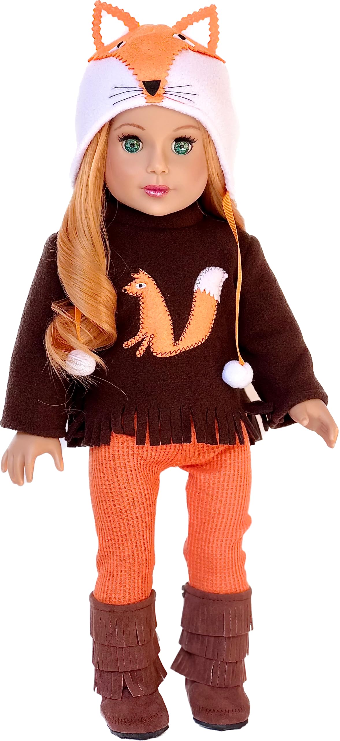 Foxy - Clothes for 18 inch Dolls - 4 Piece Outfit - Hat, Blouse, Leggings and Boots. (Doll Not Included)