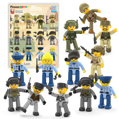 Picasso Toys Magnetic Action Figures Character Law Enforcement for Construction Building Block Tiles Toy Set Magnet Expansion Variety Pack Educational