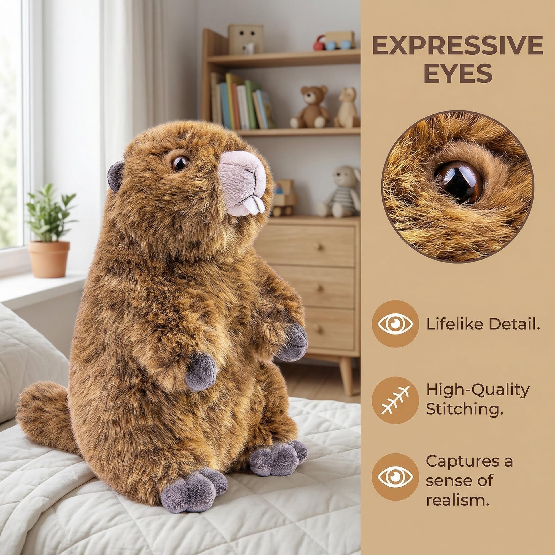 ZHONGXIN MADE Simulation Groundhog Plush Toy - Cute Real Life Greedy Groundhog Simulation Plush Toys, Lifelike Wild Animals Prairie Dog Stuffed Toys