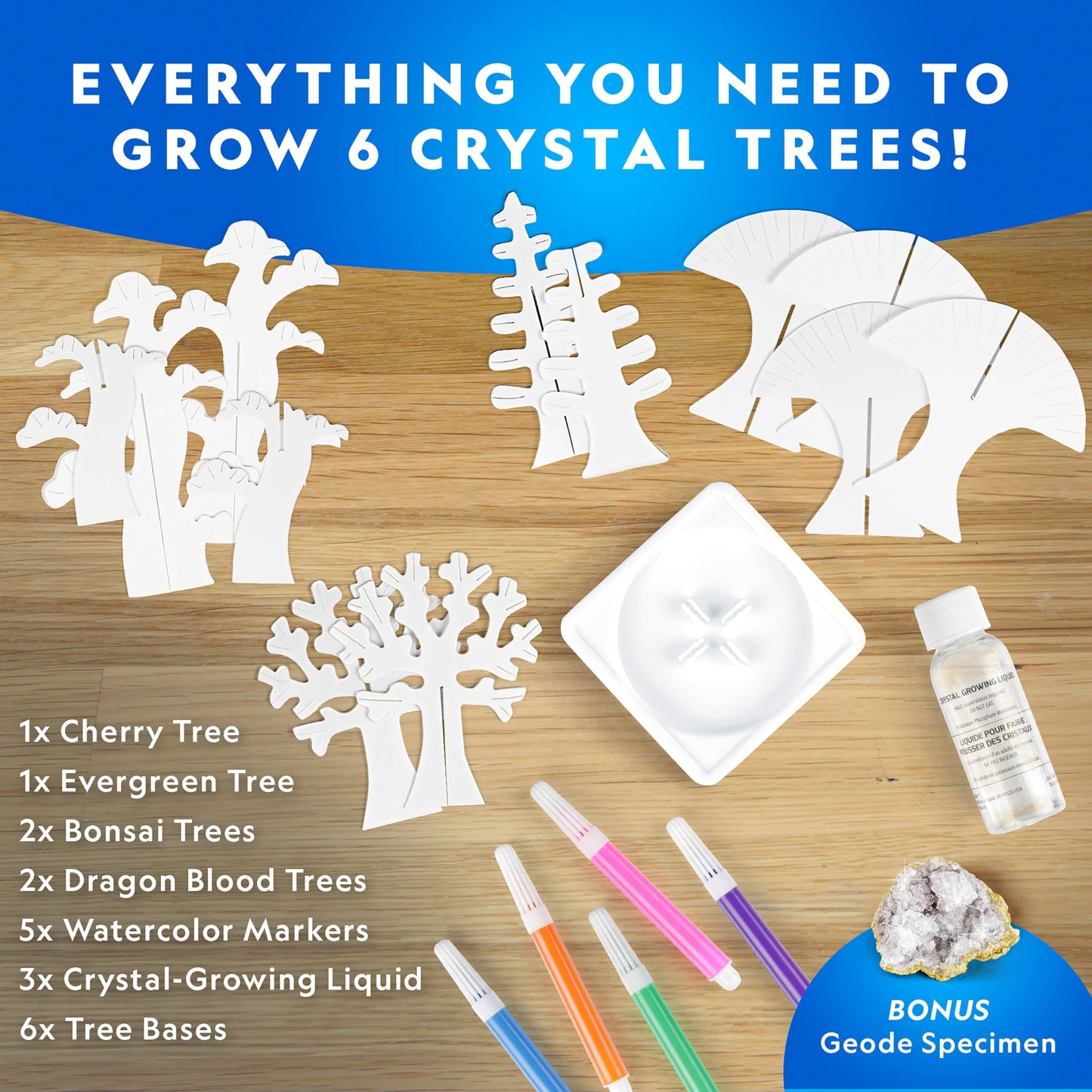 National Geographic Craft Kits for Kids - Crystal Growing Kit, Grow 6 Crystal Trees in Just 6 Hours, Educational Craft Kit with Art Supplies, Geode