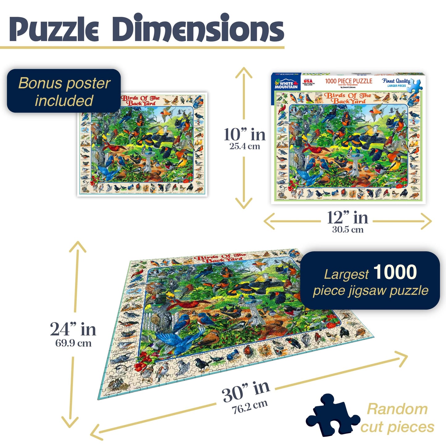 White Mountain Puzzles Birds of the Backyard - 1000 Piece Jigsaw Puzzle