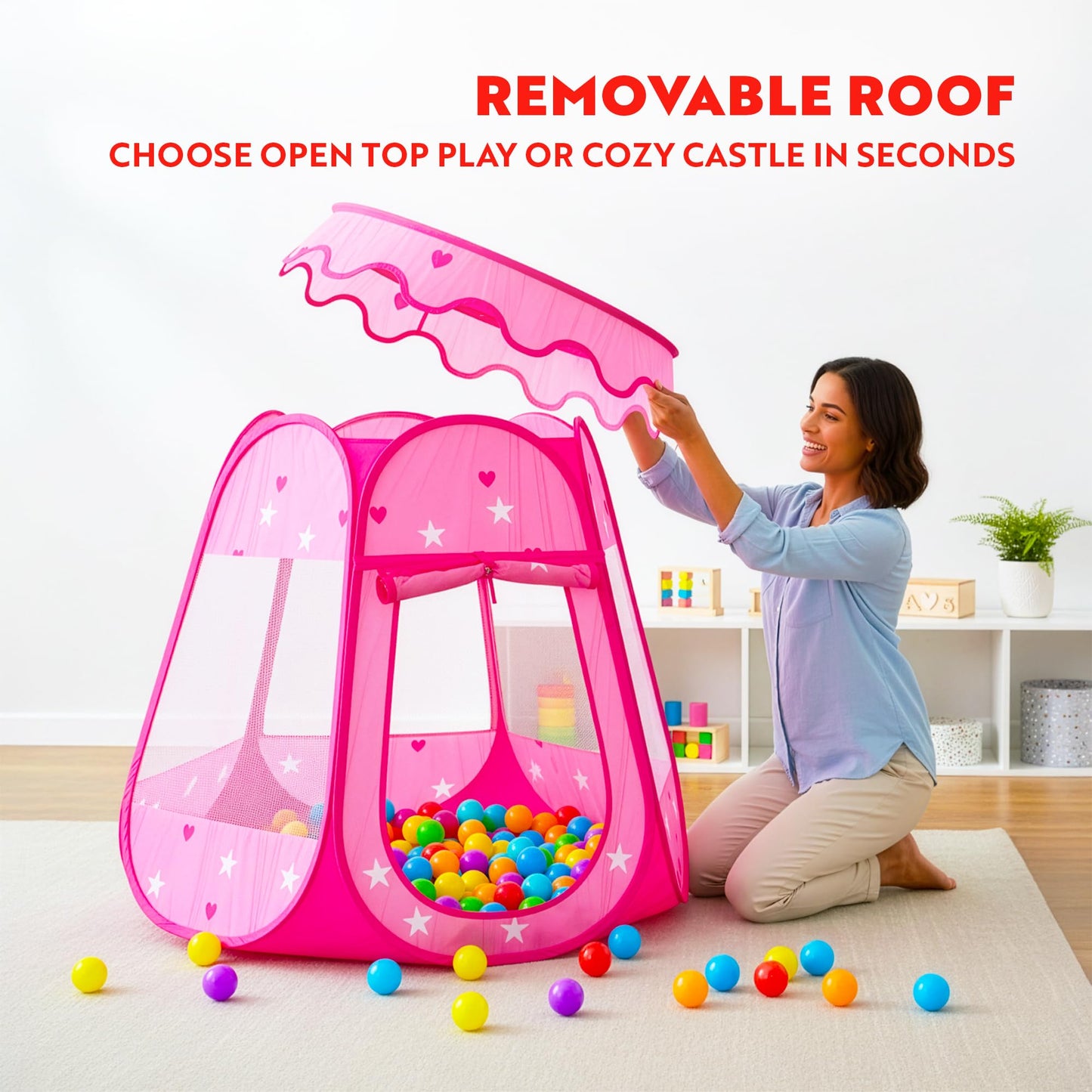 Playz Baby Ball Pit with Balls Included, Pink Ball Pit for Toddlers