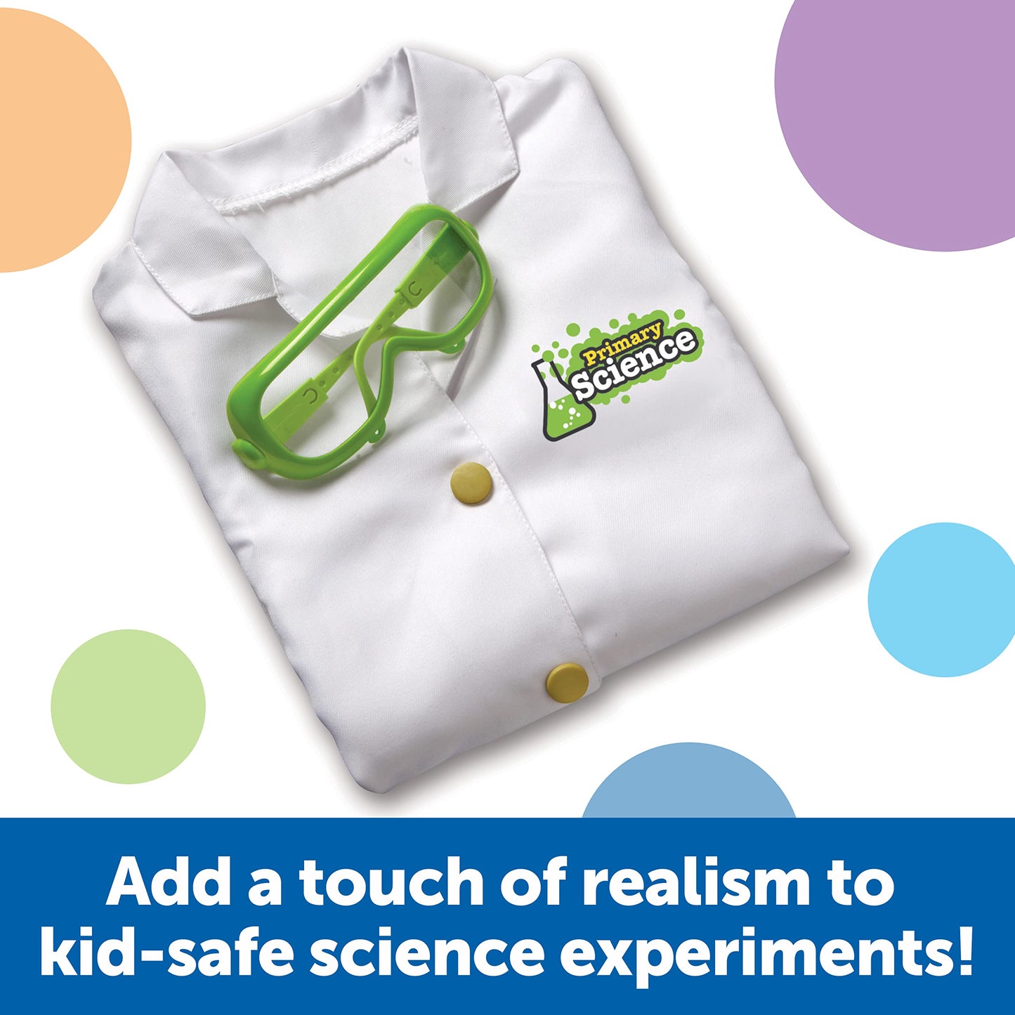 Learning Resources Primary Science Lab Gear - Kids Lab Coat and Goggles, Pretend Play Scientist Gear and Career Costumes for Kids, Mad Scientist