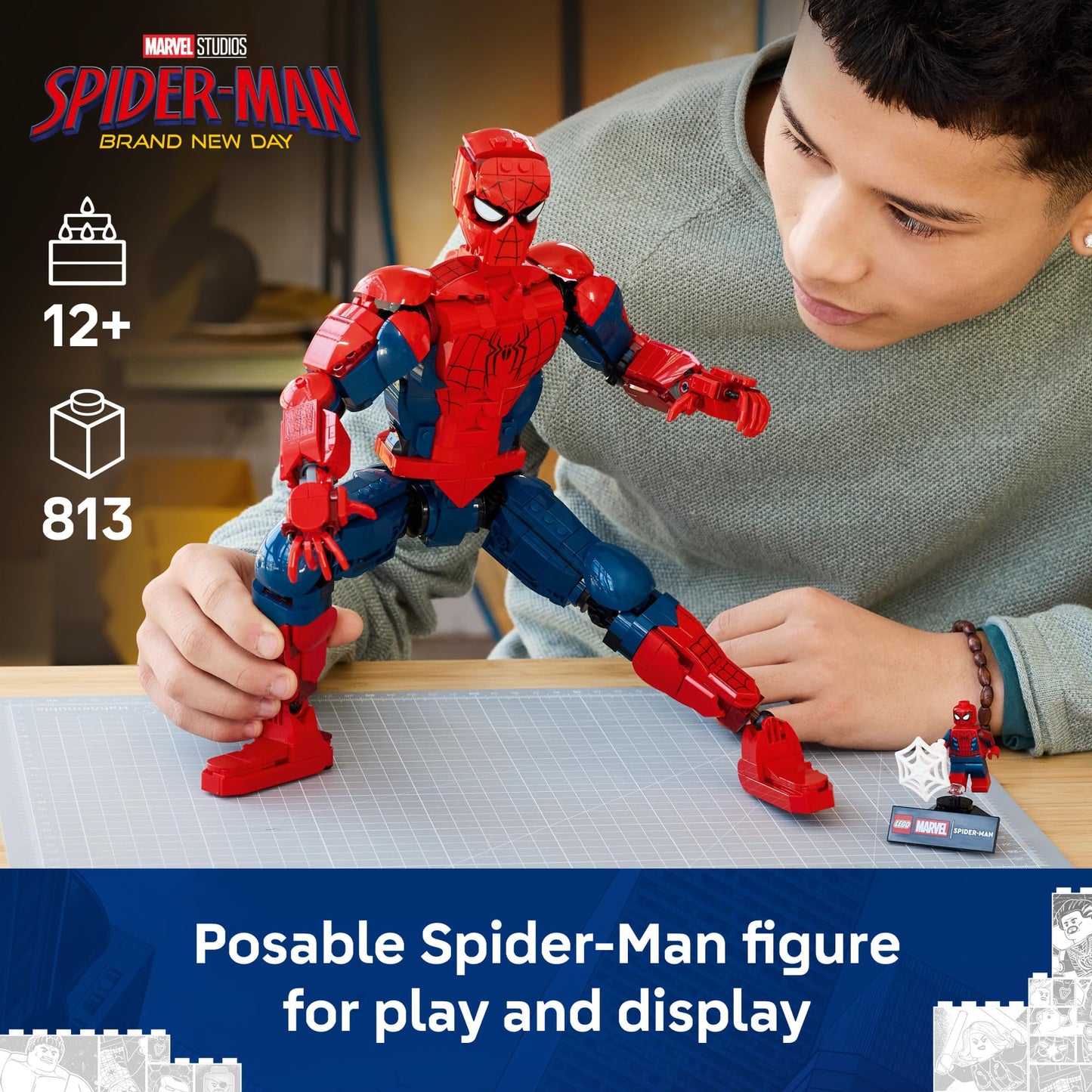 LEGO Marvel Spider-Man Hero Figure - Super Hero Building Toy for Boys & Girls, Ages 12+ - Posable Kids Bedroom, Bookshelf or Desk Decor - Gift
