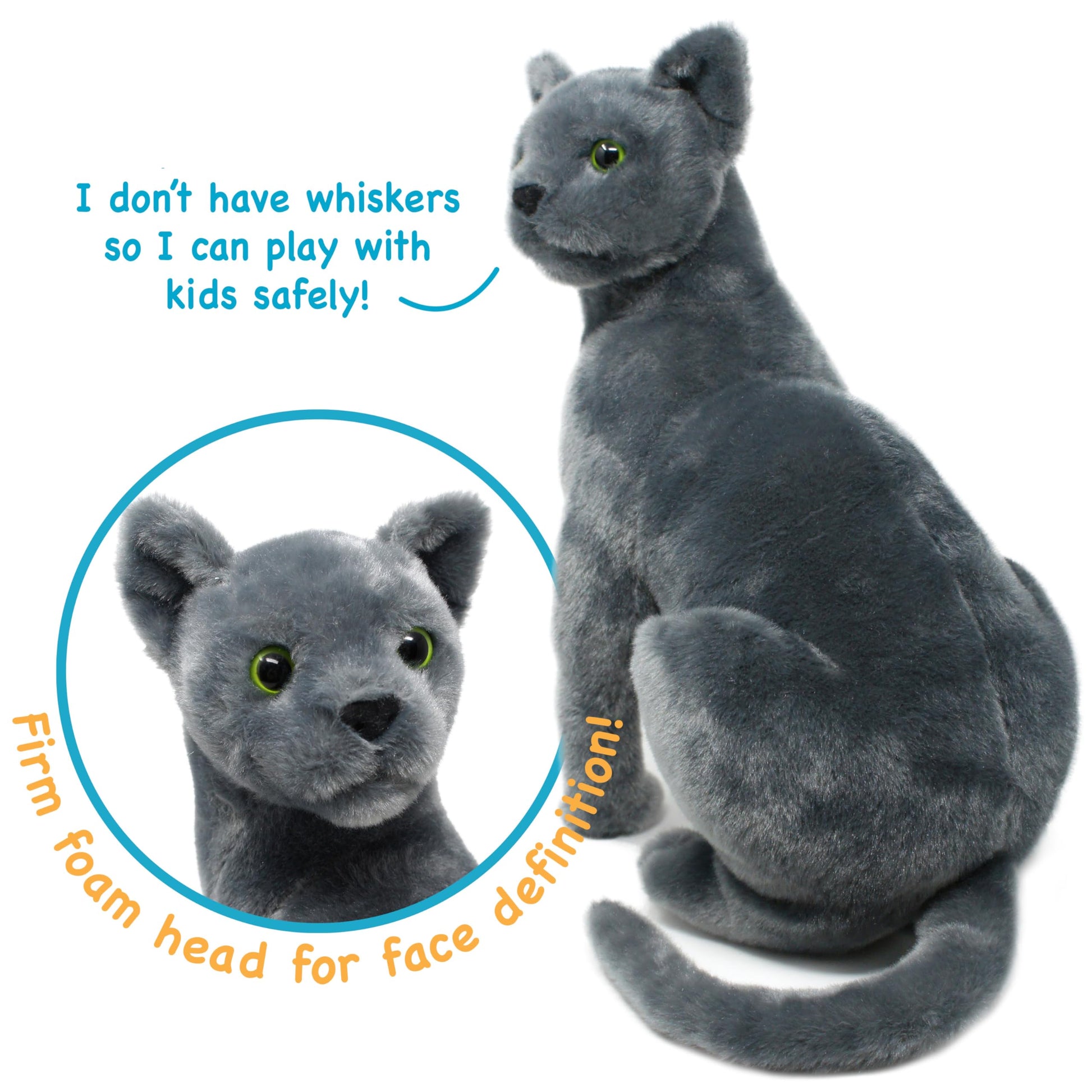 TigerHart Rae The Russian Blue Cat - 12 Inch Grey Stuffed Animal Plush Gray Cat