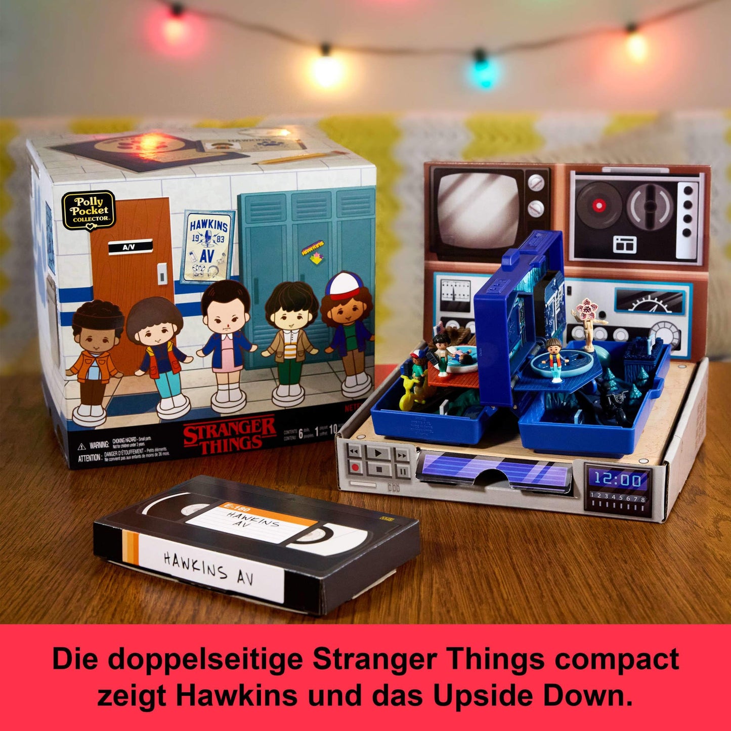 Polly Pocket Collector Playset, Stranger Things Compact with 6 Special Edition Character Dolls and 10 Accessories