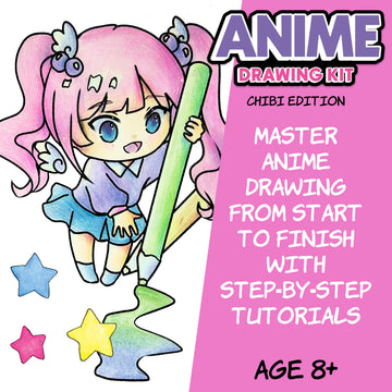 Faber-Castell Anime Drawing Kit: Chibi Edition | Step-by-Step Instruction Book with 20 Practice Pages, Color Pencil Set & Drawing Supplies for Kids