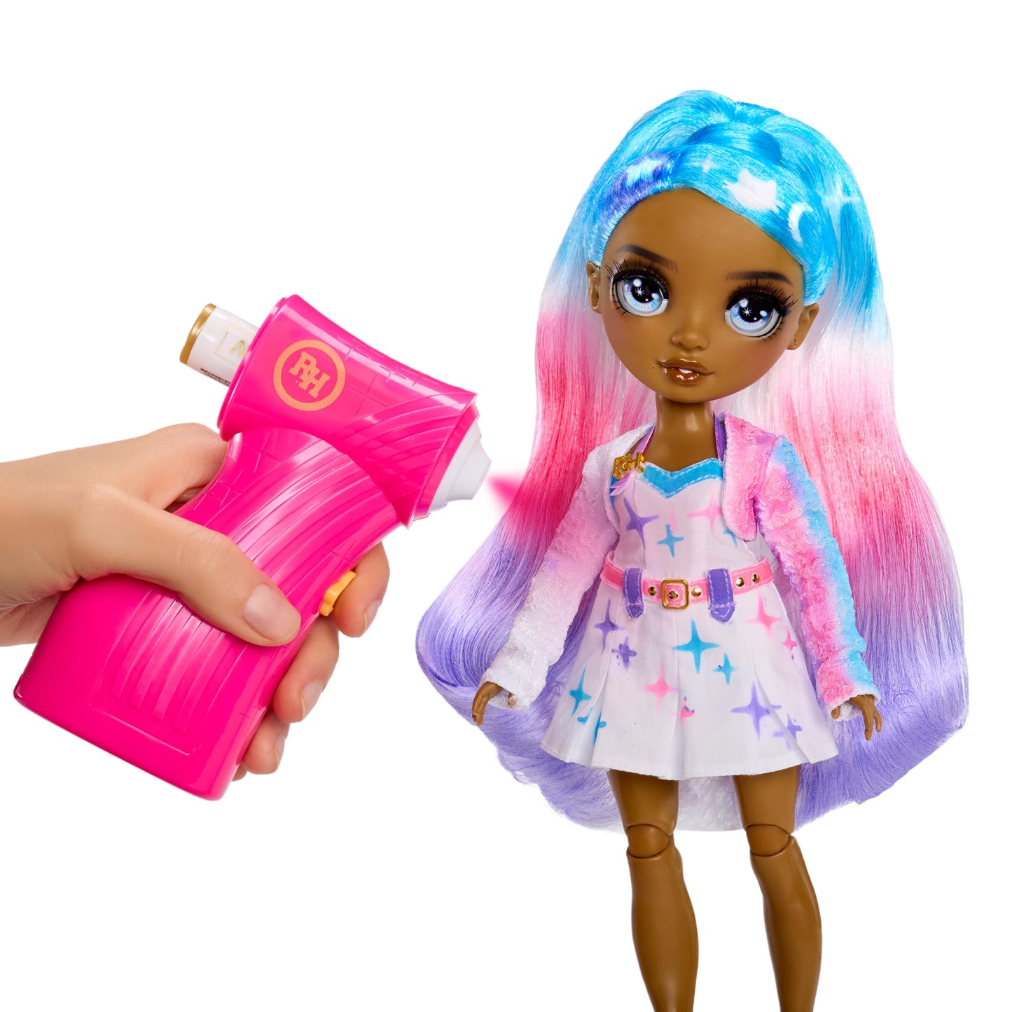 Rainbow High Air Brush & Create DIY Fashion Doll with Airbrush Marker Kit, Washable Rainbow Markers, Long Hair, Grey Eyes, Color, Create, Play, Rinse