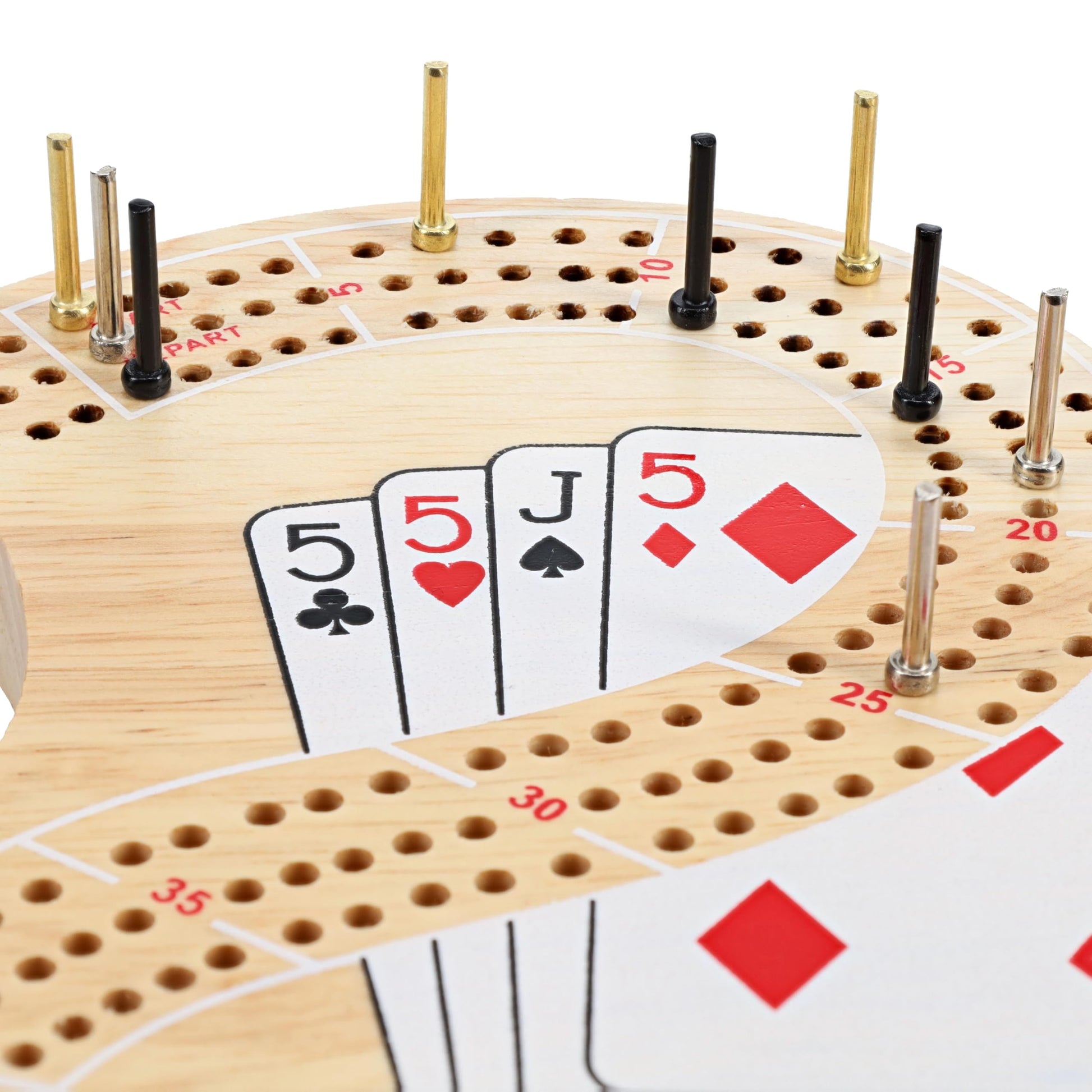 WE Games Classic 29 Cribbage Set - Solid Wood 3 Track Board with Metal Pegs, Unique Design and Cribbage Board Game Set for Adults, 9 Metal Cribbage