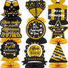 9PCS We Appreciate You Honeycomb Centerpieces Black Gold Glitter Thank You Table Topper Decor Teacher Doctor Nurse Employee Staff Graduation