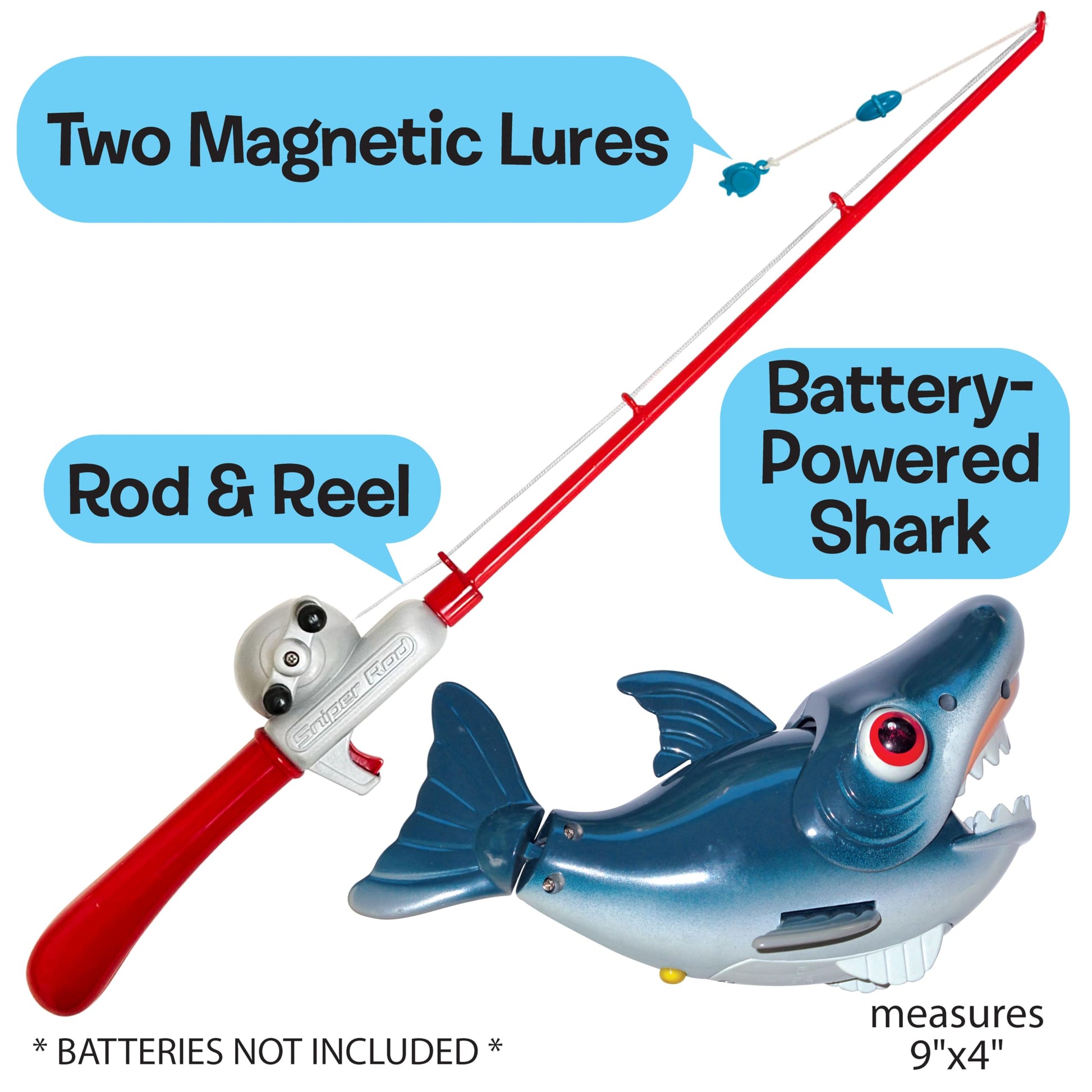 Small World Toys Magnetic Fishing Game, Catch of The Day Shark Fishing Toy for Kids Ages 3+, Includes Kids Fishing Pole and 1 Fish for Toddler Bath