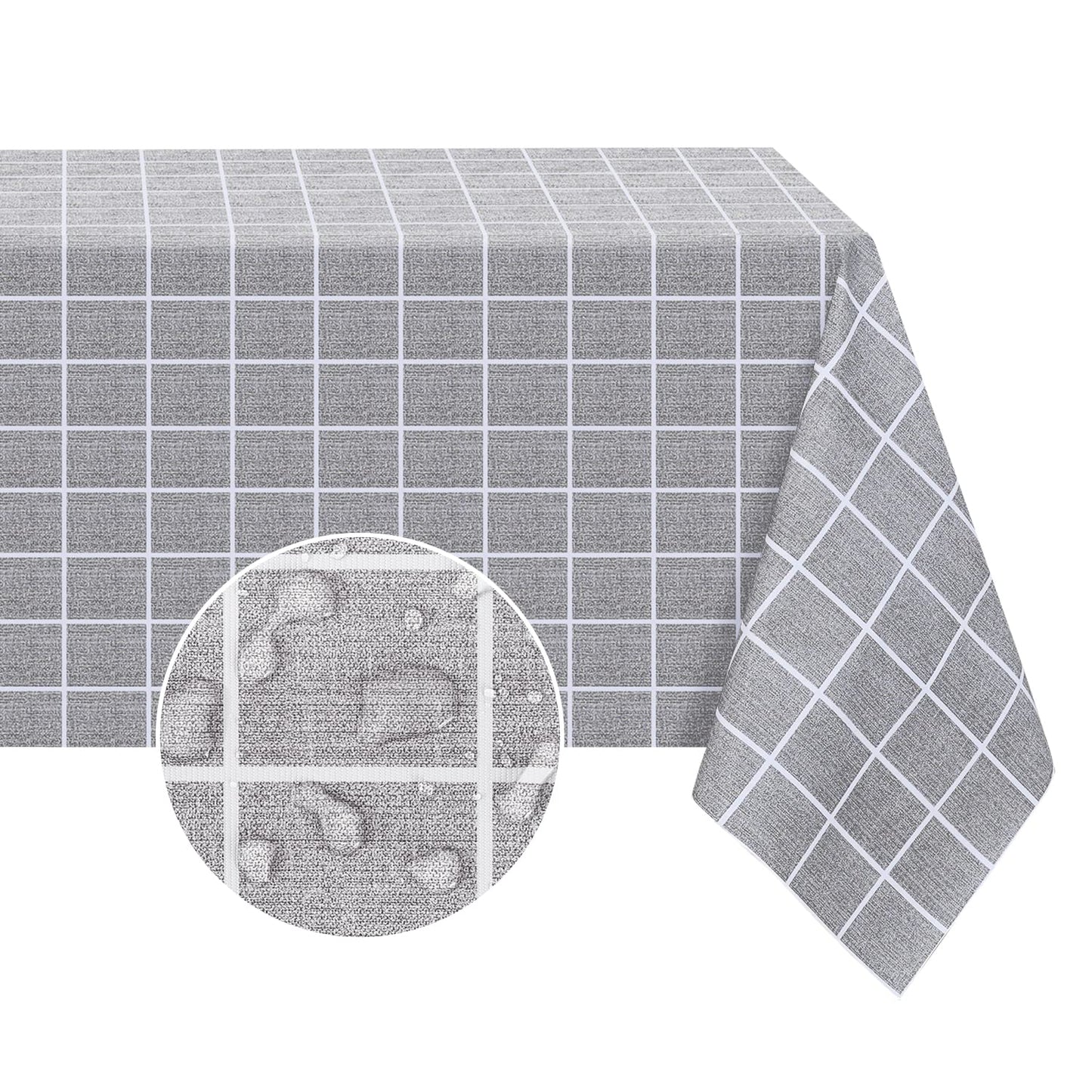 Romanstile Rectangle Vinyl Tablecloth, 100% Waterproof Oil-Proof Checkered Plastic Table Cloth, Heavy Duty Wipeable Table Covers for Dining, Camping