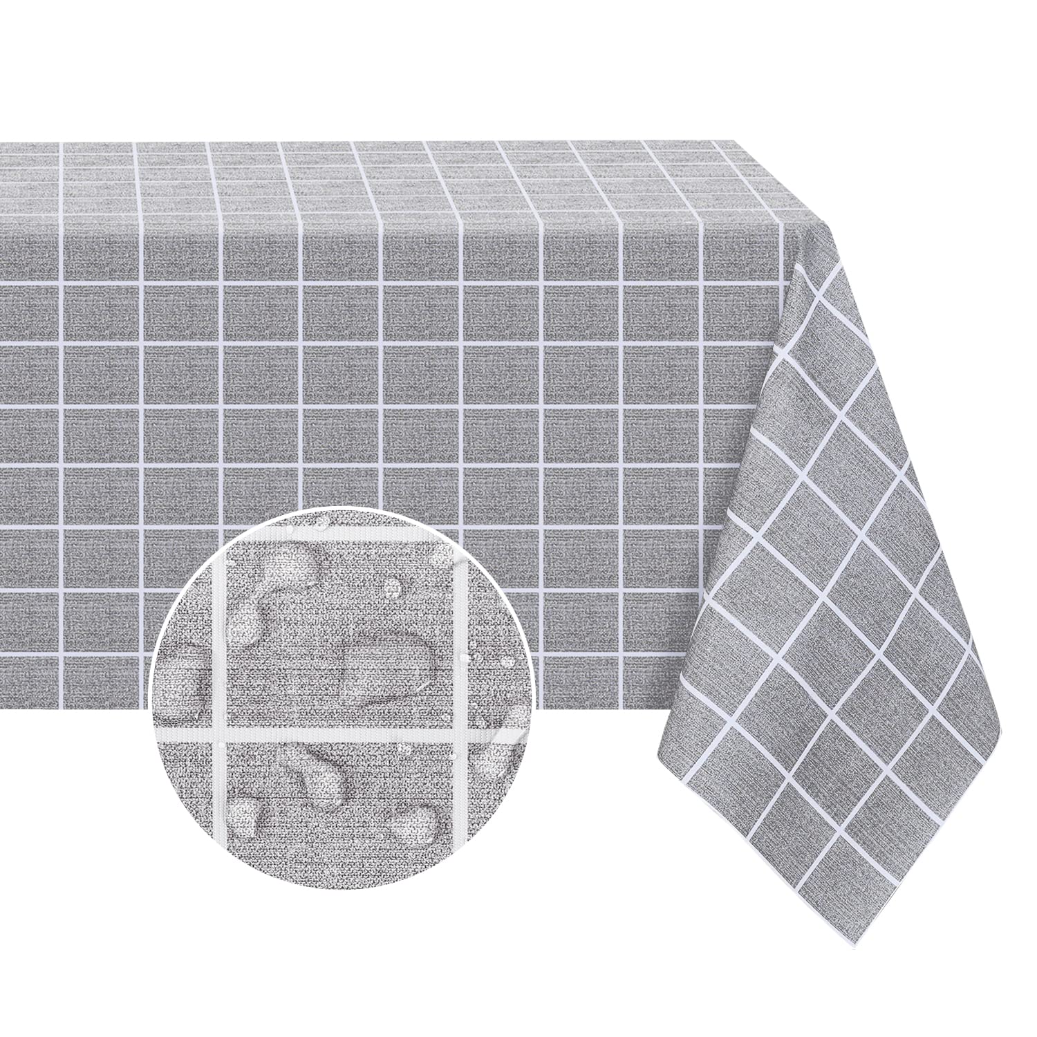 Romanstile Rectangle Vinyl Tablecloth, 100% Waterproof Oil-Proof Checkered Plastic Table Cloth, Heavy Duty Wipeable Table Covers for Dining, Camping