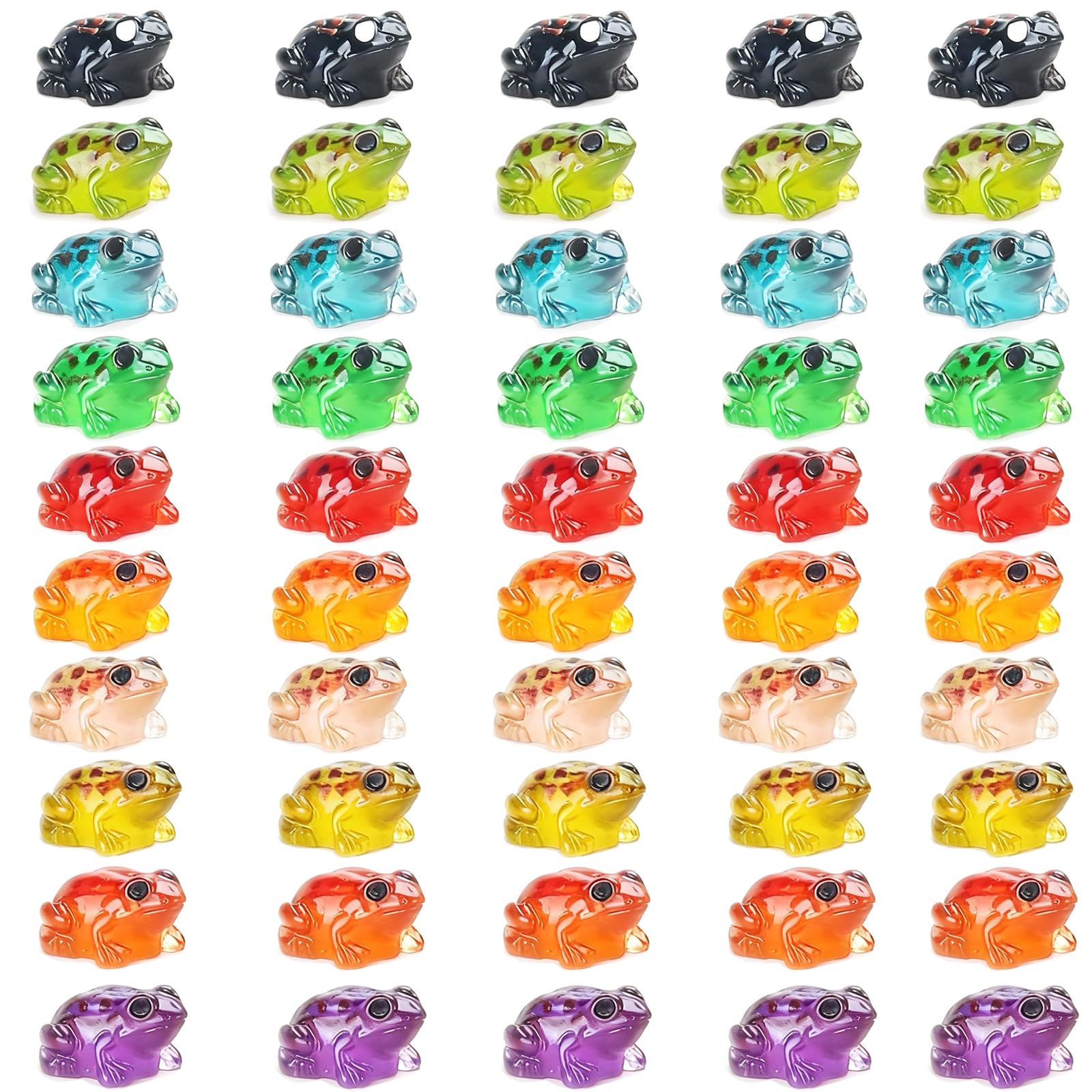 FWKAILEPING 50 Piece Mini Glow in The Dark Resin Frog Set 10 Color Night Light Frogs for Moss Landscape Fairy Garden Dollhouse DIY Eco Bottle Craft
