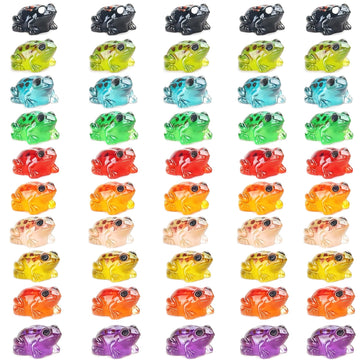 FWKAILEPING 50 Piece Mini Glow in The Dark Resin Frog Set 10 Color Night Light Frogs for Moss Landscape Fairy Garden Dollhouse DIY Eco Bottle Craft