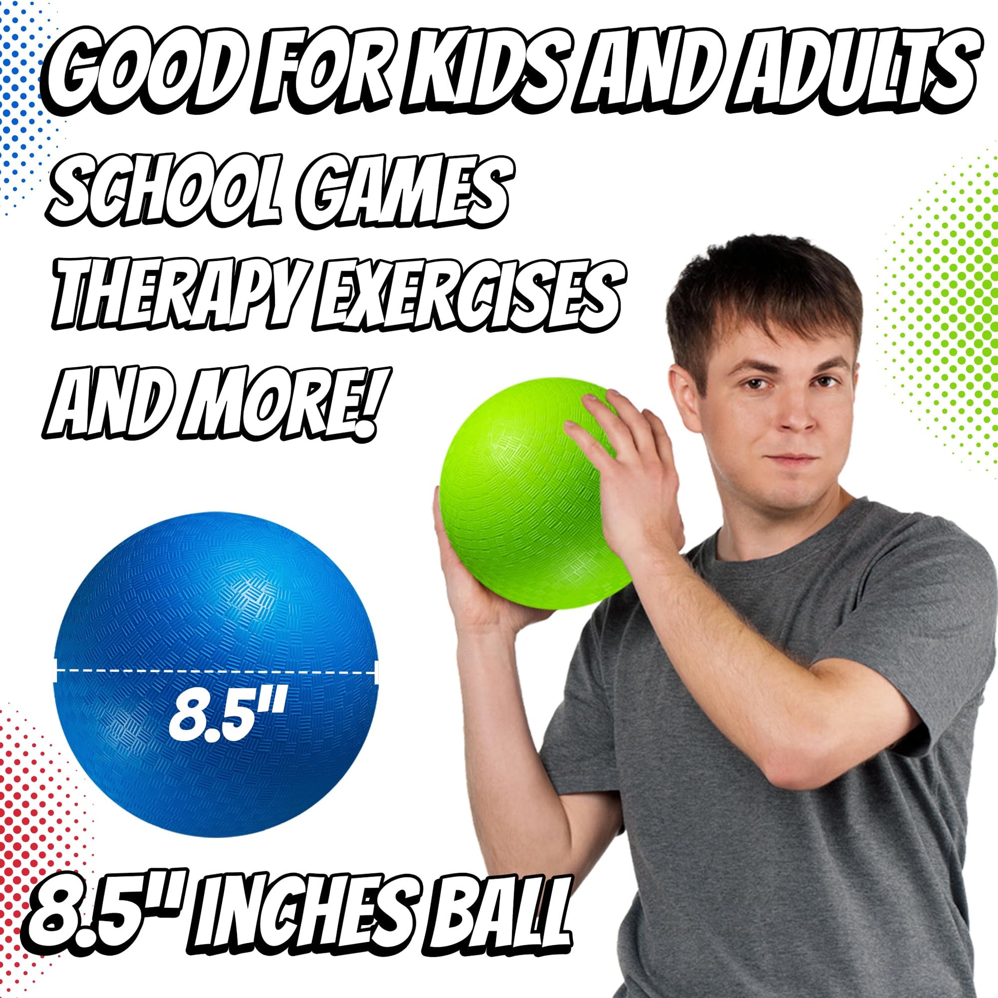 8.5-Inch Kickball Playground Balls for Kids & Adults (6-Pack)
