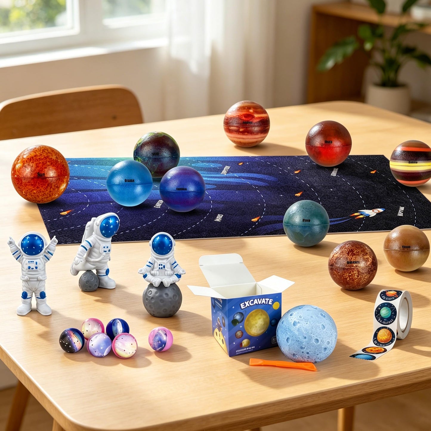 25 PCS Solar System Planets Toys for Kids Outer Space Toys Planet Balls Education Gift for Boys Girls Age 3 5 8 10 Explore Universe Science Playroom