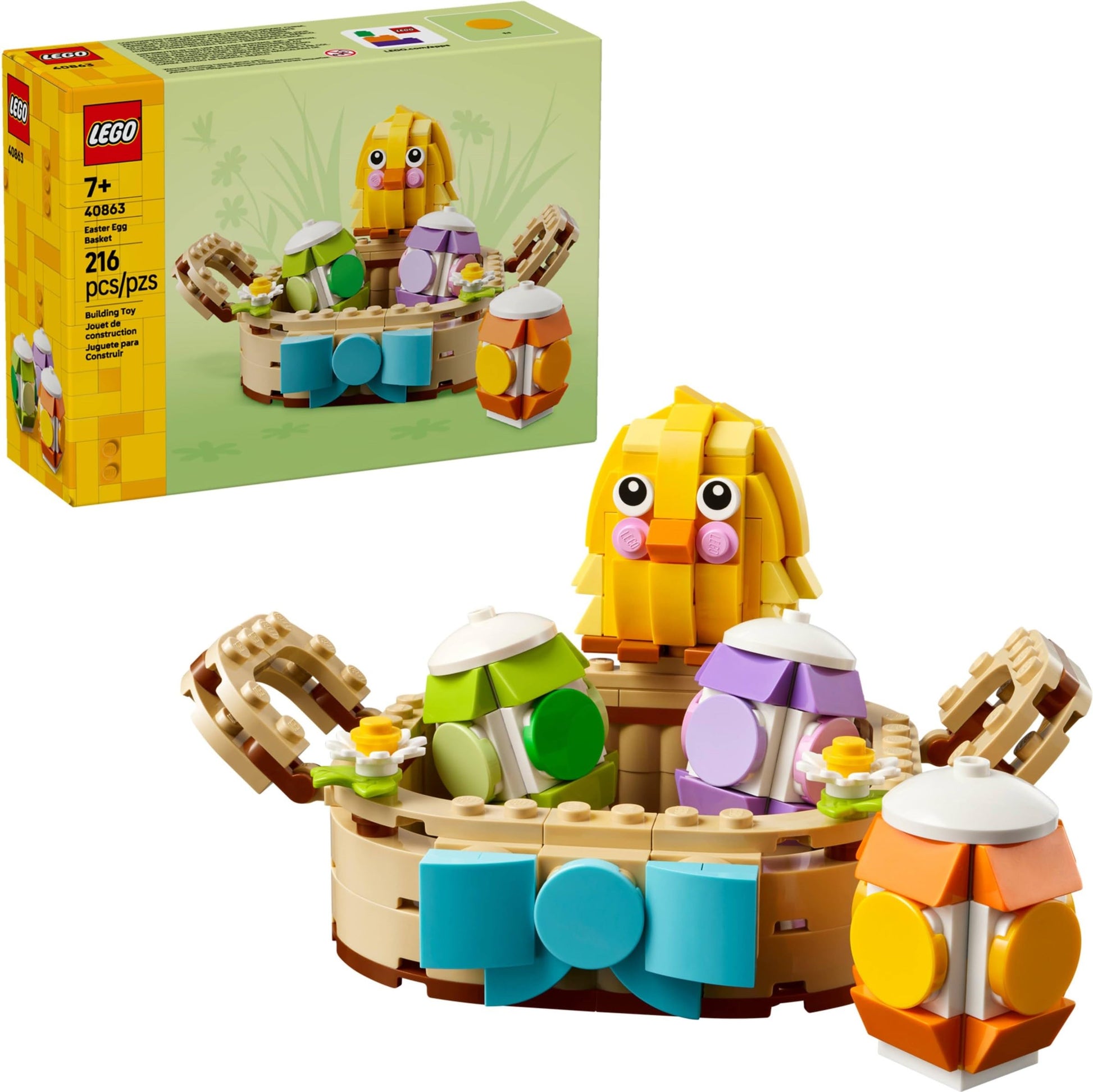 LEGO Easter Egg Basket Toy - Building Toy for Girls and Boys Ages 7+ - Seasonal Decorations Include a Chick, 3 Eggs and Spring Flowers - Creative Gift