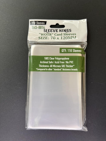 Sleeve Kings Standard Card Sleeves - 110 Count, Clear 60 Micron Thickness, Large Size (70 x 120 mm), Compatible with Cascadia & More - SKU: SKS-8814