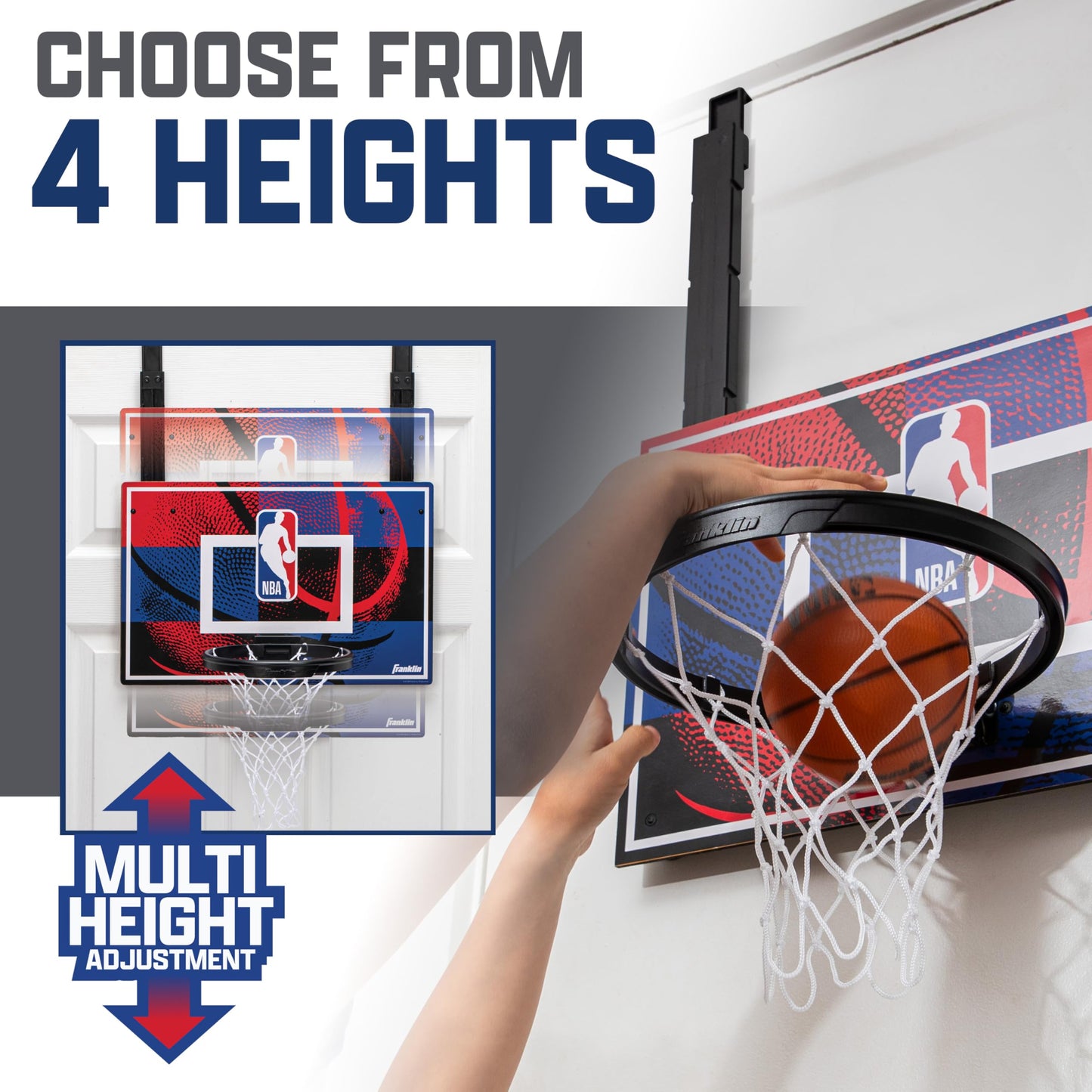 Franklin Sports NBA Grow-With-Me Over-The-Door Basketball Hoop
