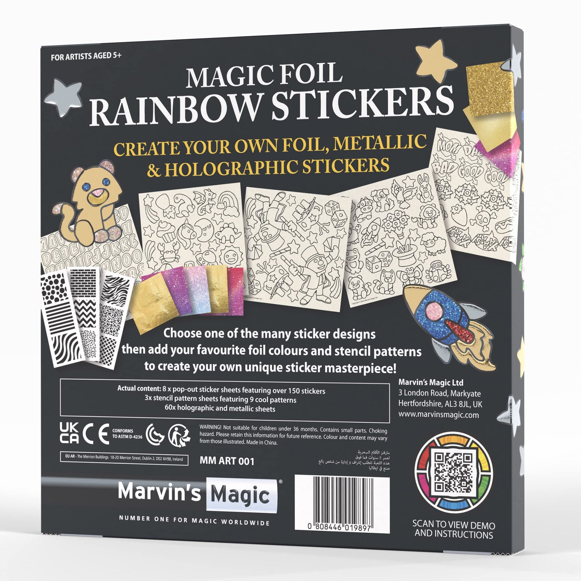Marvin's Magic Foil Rainbow Stickers - 150 Pack - Kids Art Supplies
