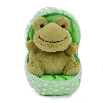 Plushland Plush Stuffed Animal 6 Inches Surprise Zip Up Egg Hideaway Spring Inspired Gift for Girls and Boys Birthday Mother's Day (Frog)